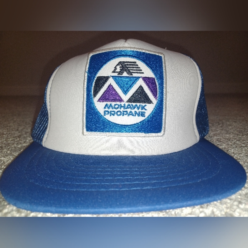 Vintage 1980s Mohawk Propane Embroided Patch Mesh Trucker Snapback Hat 🌟Mint🌟